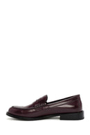 Women's Burgundy Leather Masculine Loafer | Derimod