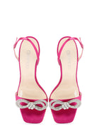 Women's Pink Stone Satin Thin Heel Sandals | Derimod