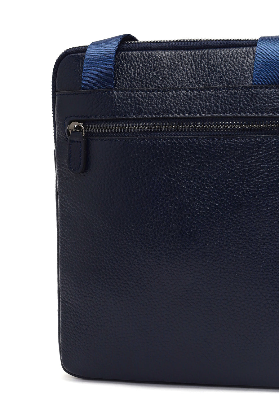 Men's Navy Blue Long Strap Leather Shoulder Bag