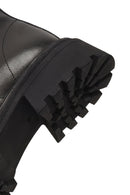Women's Black Zippered Thick-Soled Leather Boot | Derimod