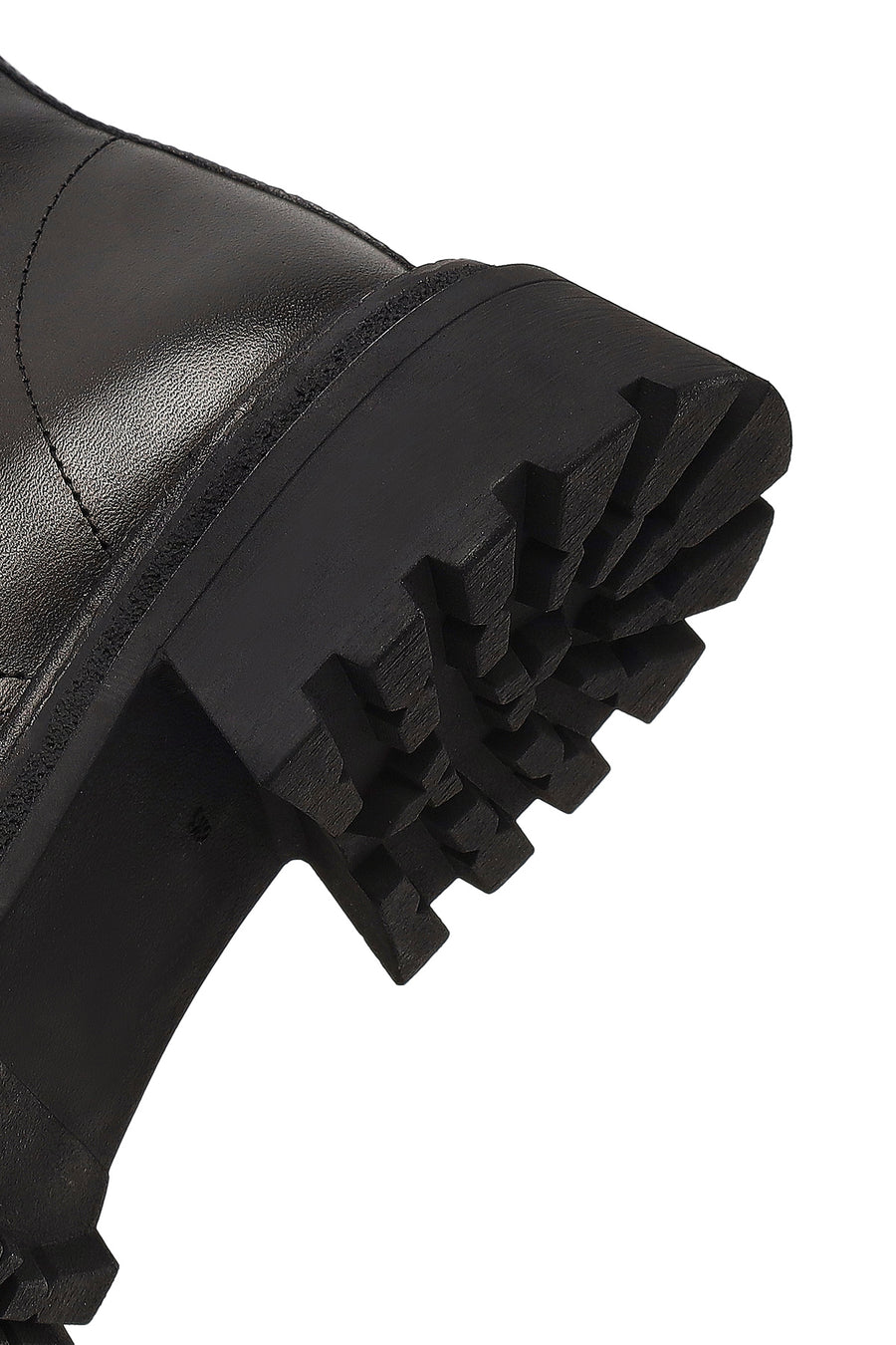Women's Black Zippered Thick-Soled Leather Boot