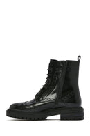 Women's Black Zippered Leather Boots | Derimod