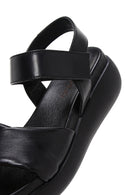 Women's Black Ankle Strap Thick-Sole Leather Sandals | Derimod