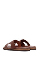 Women's Brown Leather Comfort Slippers | Derimod