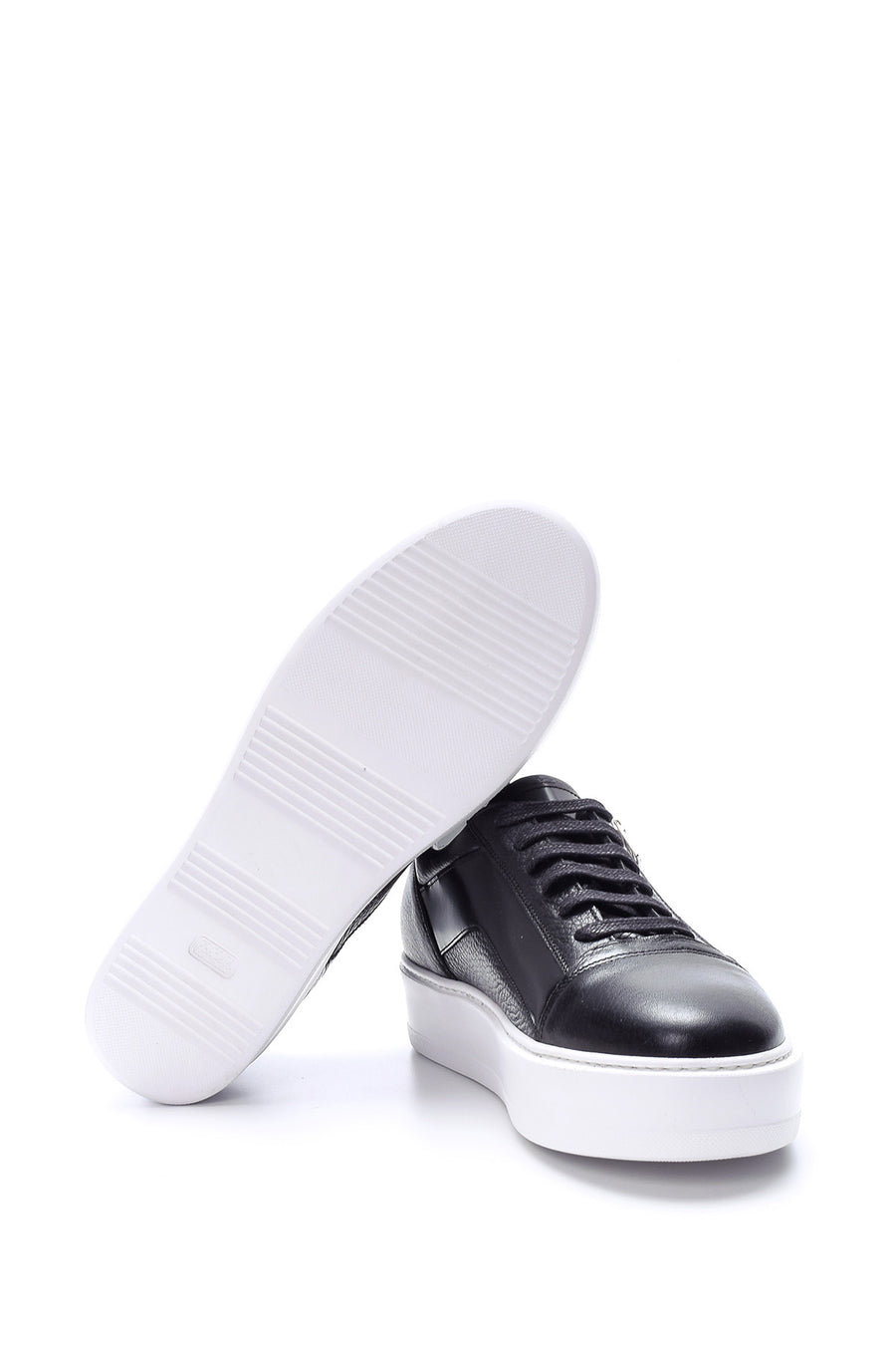 Erkek Fermuar Detaylı Deri Sneaker