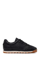 Erkek Siyah Bağcıklı Deri Sneaker | Derimod