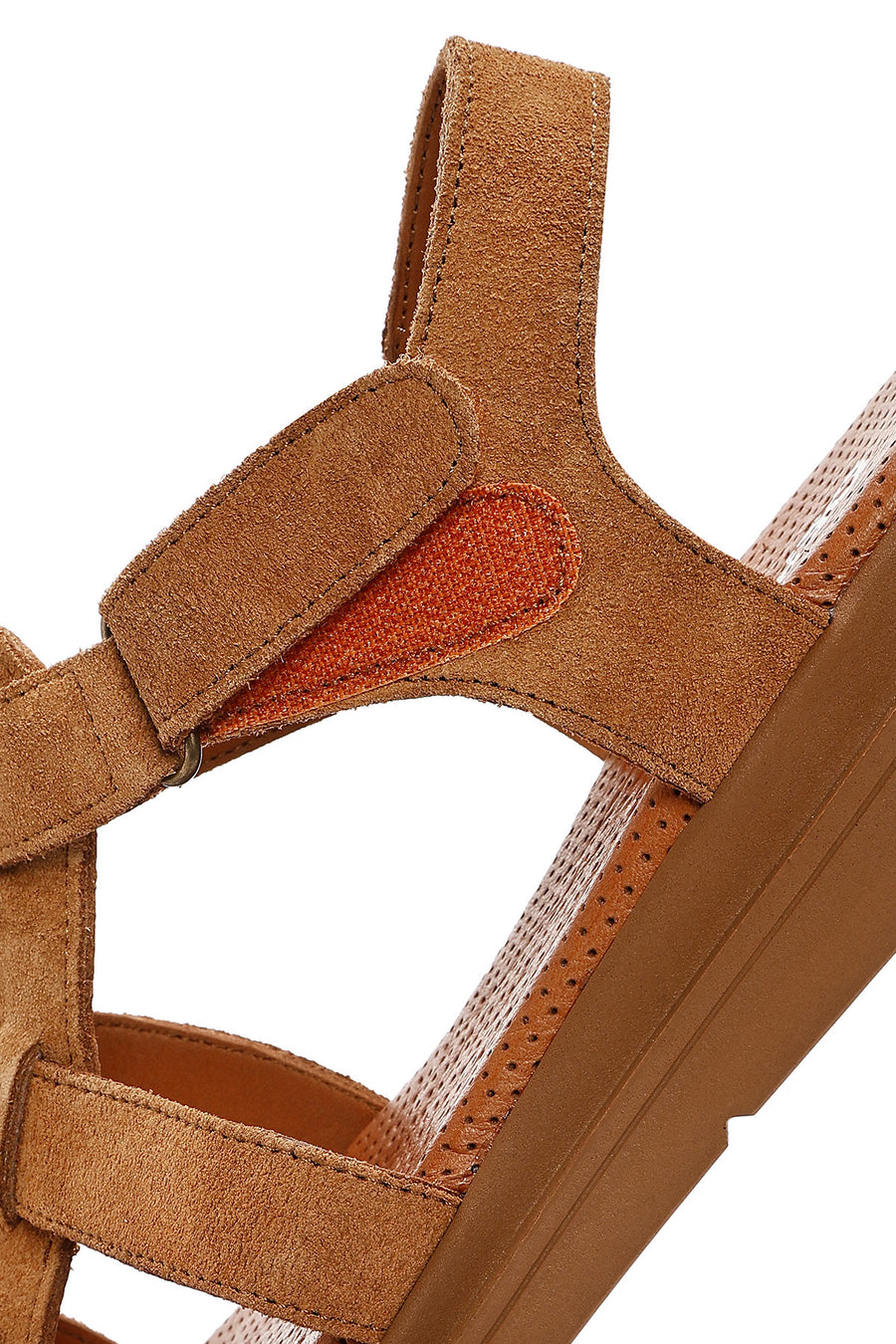 Women's Tan Suede Leather Ankle Buckle Sandals