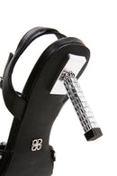 Women's Black Stone Thin Heeled Sandals | Derimod