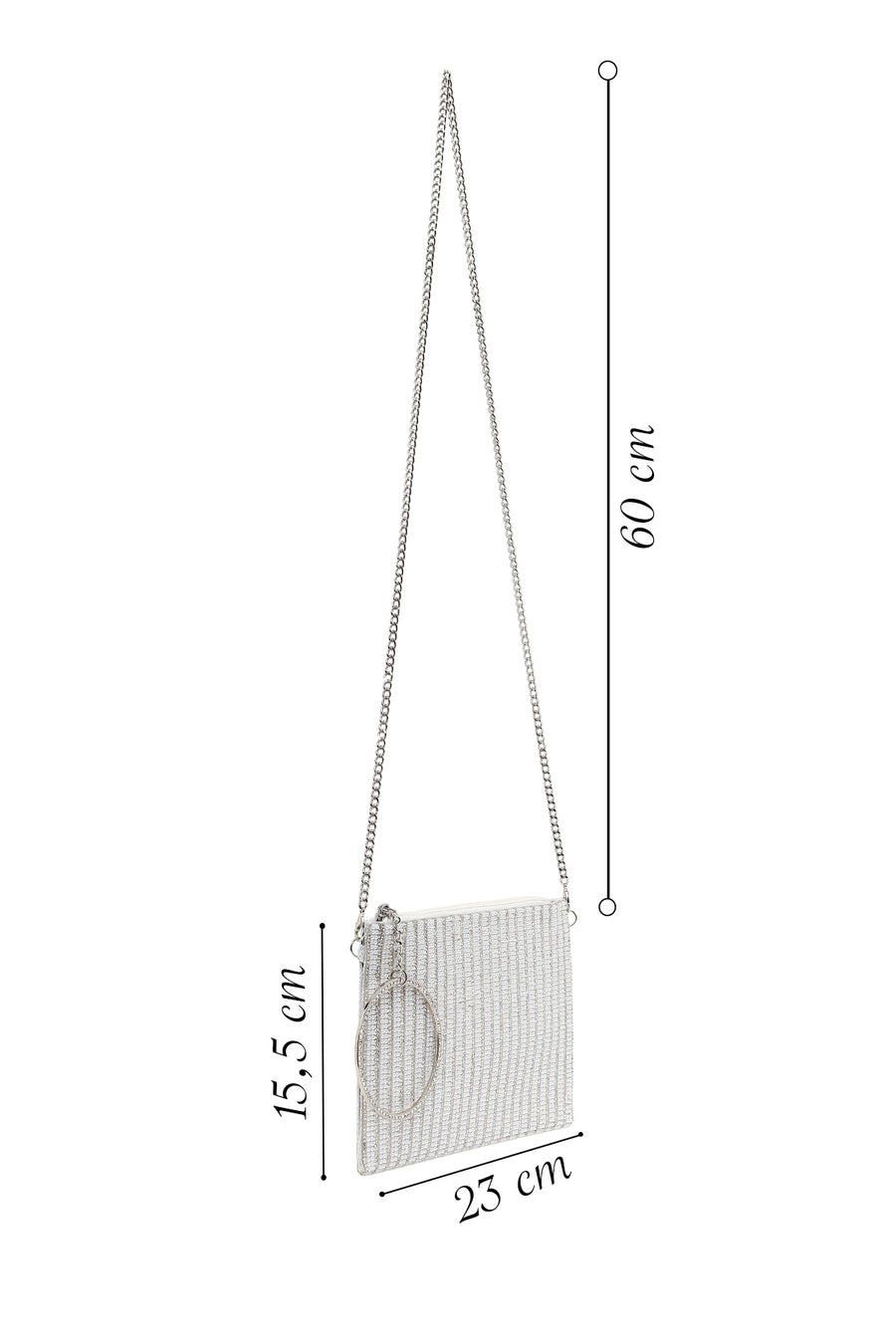 Woman Silver Chain-Strap Stone-Embellished Evening Bag