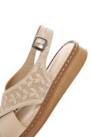 Women's Beige Ankle Strap Leather Sandals | Derimod