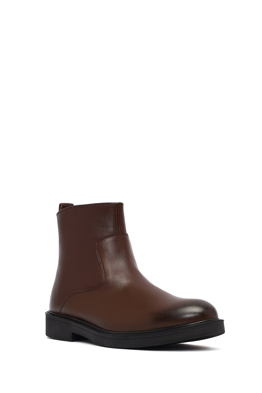 Men's Brown Zippered Leather Casual Boots