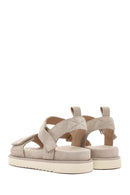 Women's Cream Strappy Thick Soled Suede Leather Sandals | Derimod