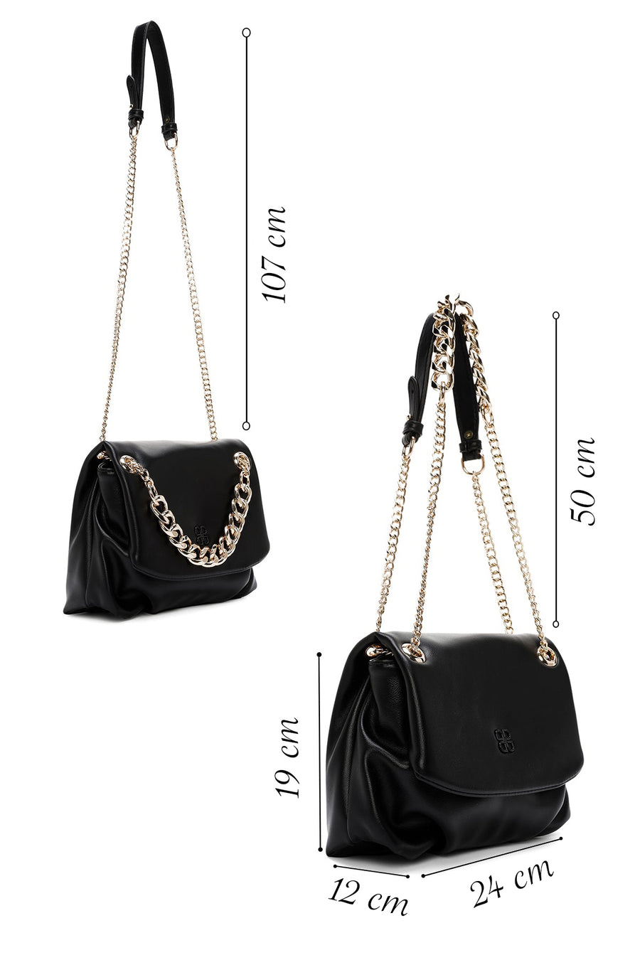 Women's Black Long Chain Strap Shoulder Bag