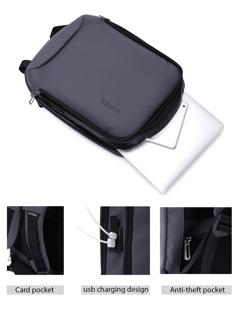 D-Pack Unisex Gri Teknolojik Kumaş Hardcase Sırt Çantası