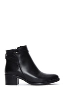 Women's Black Zippered Low Heel Leather Boots | Derimod