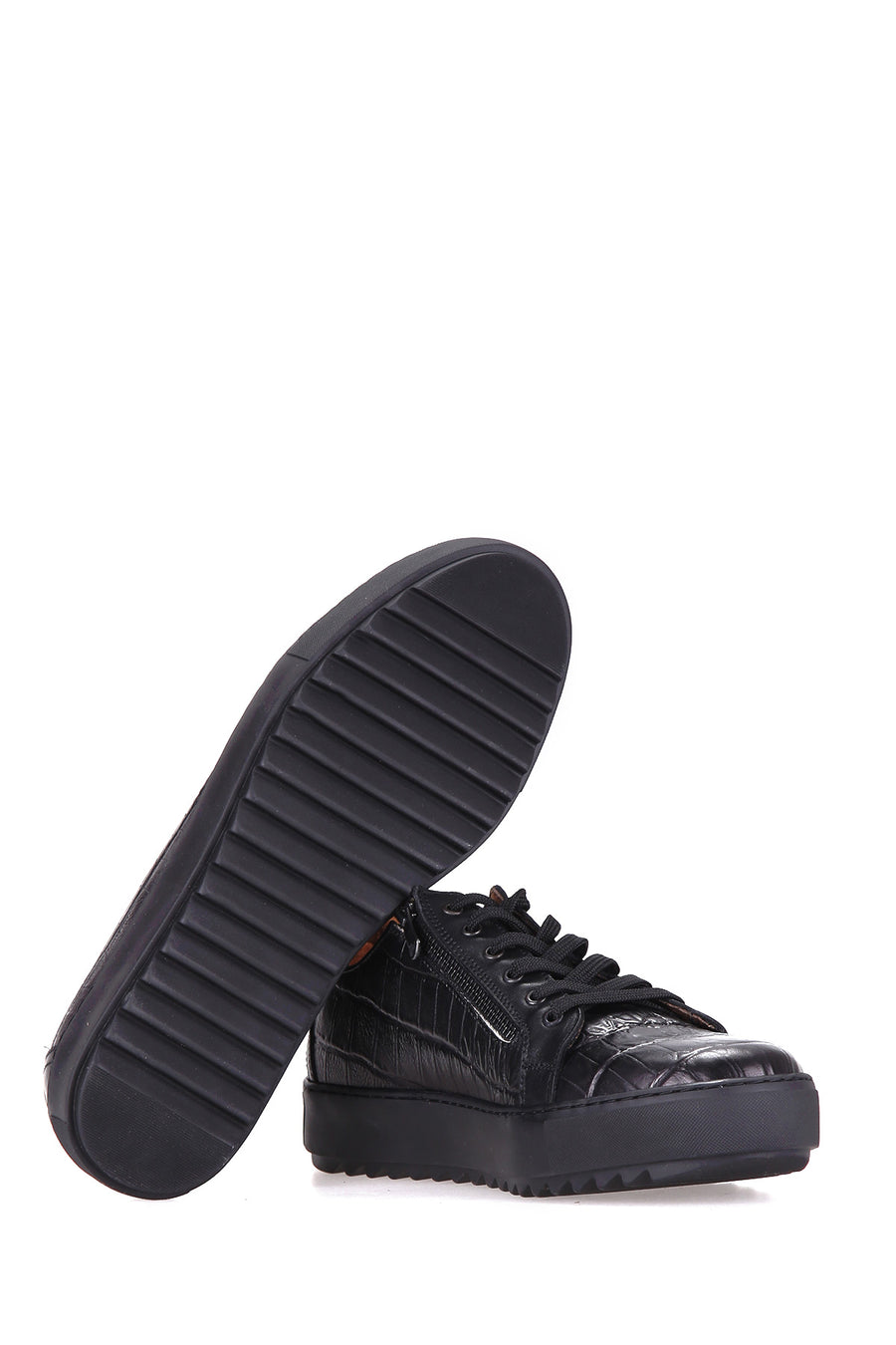 Men's Leather Sneaker with Zipper Detail