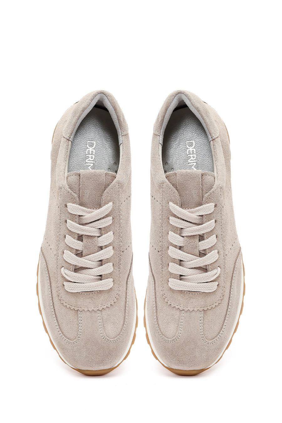 Kadın Bej Bağcıklı Süet Deri Sneaker