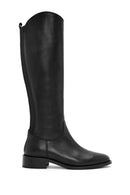 Women's Black Zippered Leather Boots | Derimod