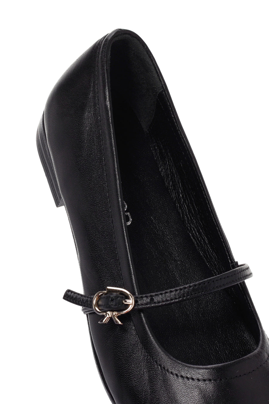 Women's Black Banded Leather Ballerinas