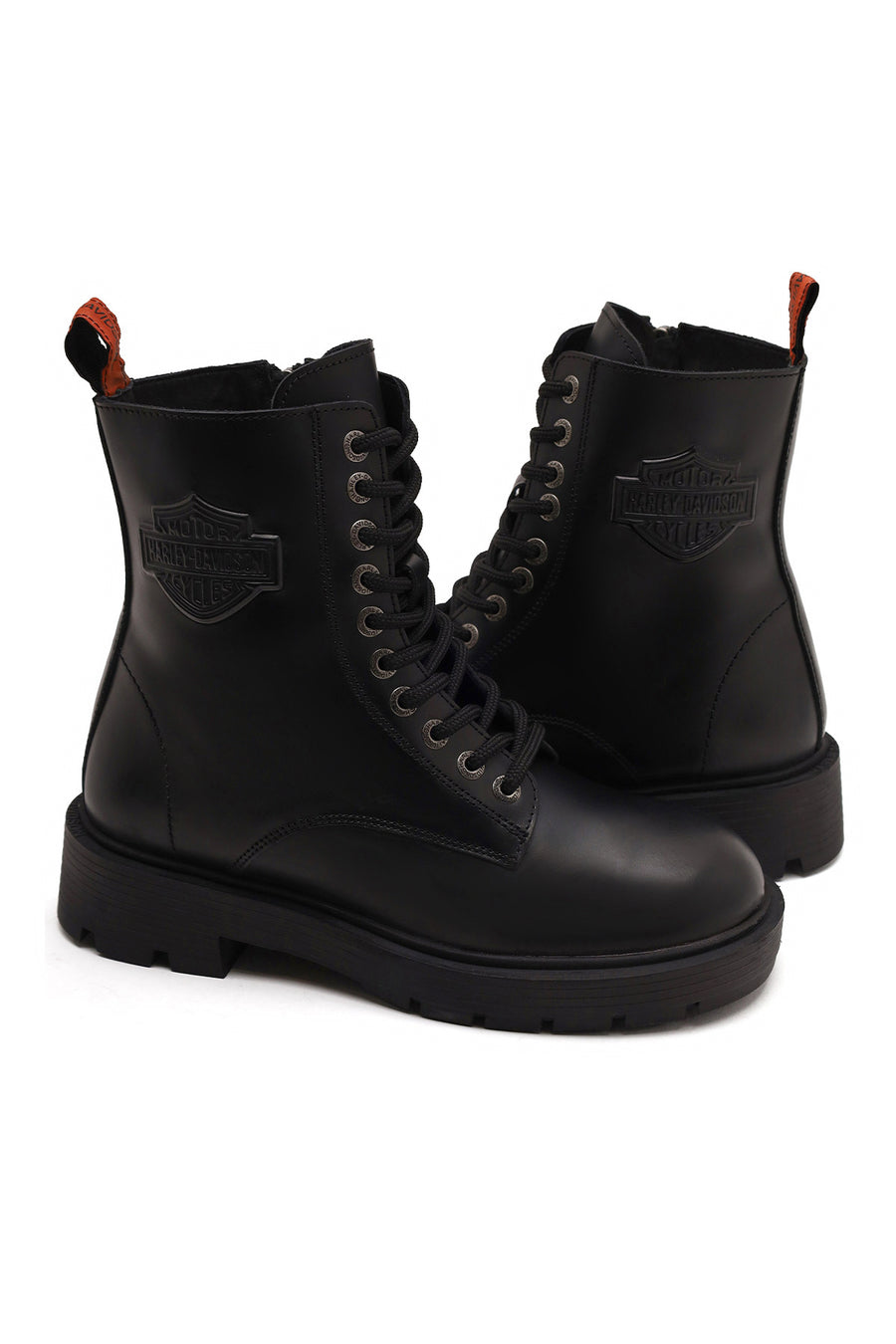 Harley Davidson Woman Black Cree Zip Closure Leather Combat Boots