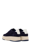 Male Navy Lace-up Thick-soled Suede Leather Sneaker | Derimod