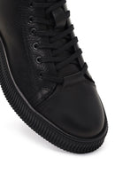 Male Black Lace-Up Zip Closure Leather Sport Boots | Derimod