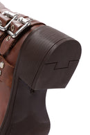 Women's Brown Leather Buckle Boots | Derimod