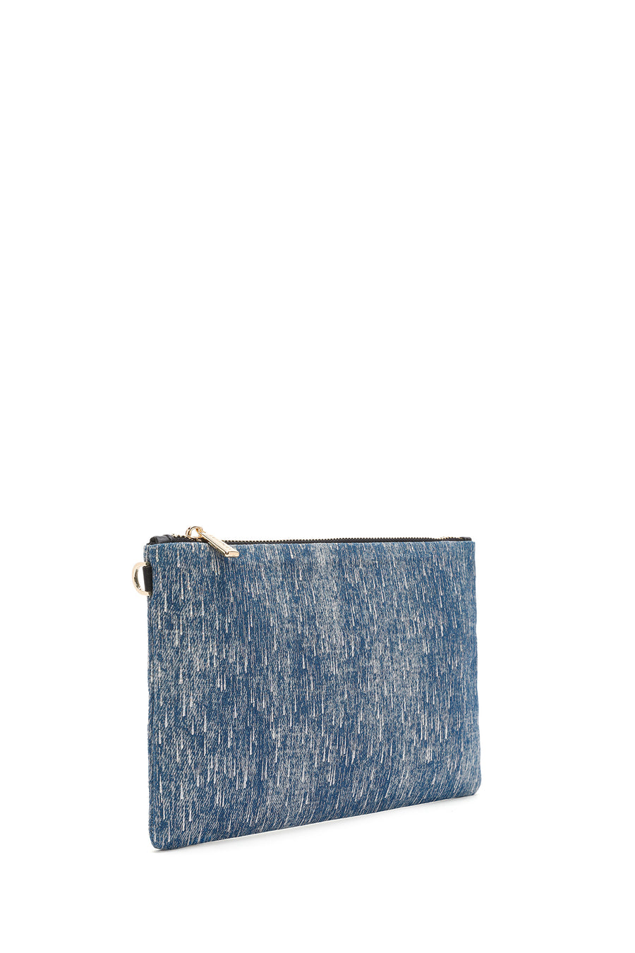 Women's Blue Long Chain Strap Jean Fabric Clutch Bag