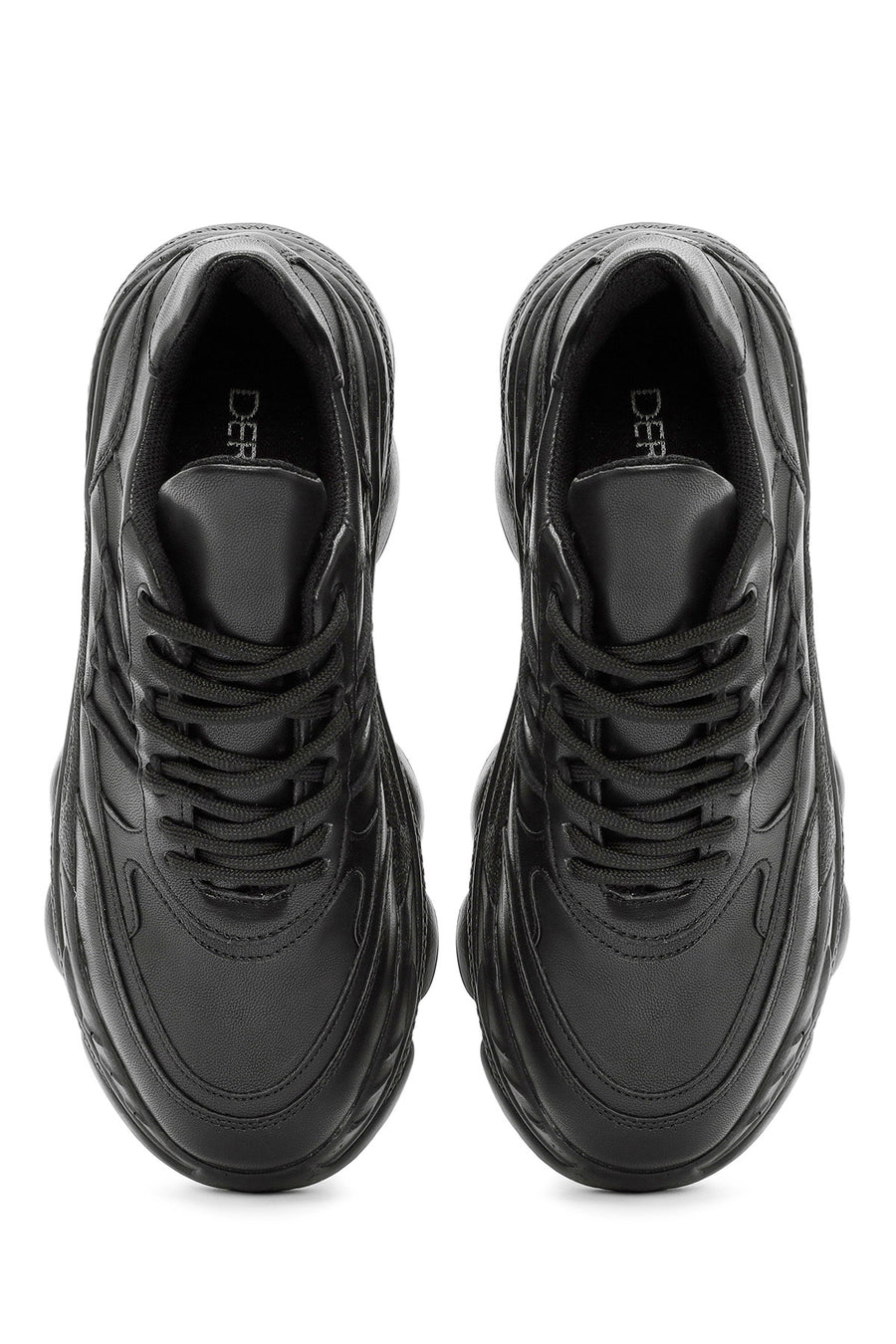 Kadın Siyah Bağcıklı Kalın Tabanlı Sneaker