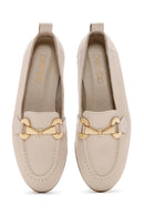 Women's Beige Leather Masculine Loafer | Derimod