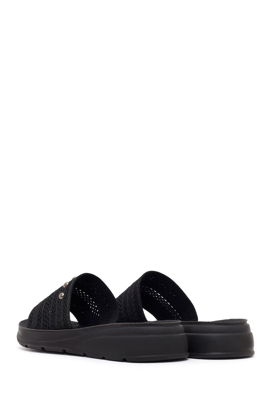 Women's Black Thick-Soled Knitted Fabric Slippers