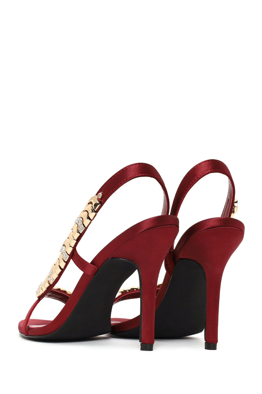 Woman Burgundy Embellished High Stiletto-Heel Sandal