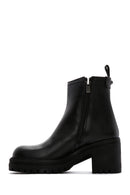 Women's Black Leather Zippered Heeled Chelsea Boots | Derimod