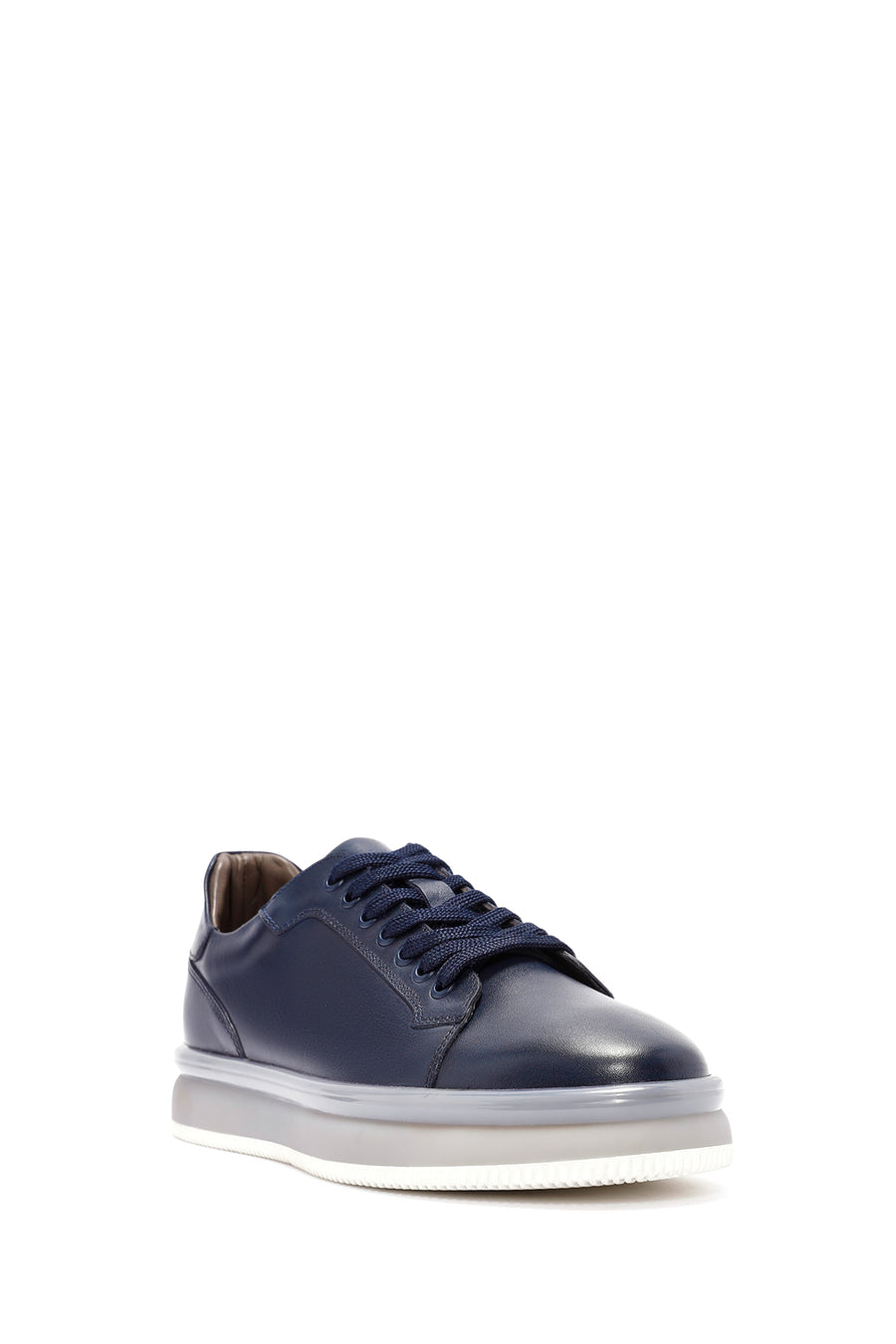 Men's Navy Blue Lace-Up Leather Sneaker