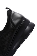 Women's Black Leather Wedge Heeled Comfort Shoes | Derimod