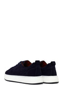 Male Navy Lace-up Suede Leather Sneaker | Derimod