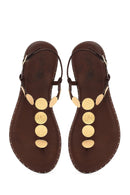 Women's Brown Metal Detailed Flip-Flop Sandals | Derimod