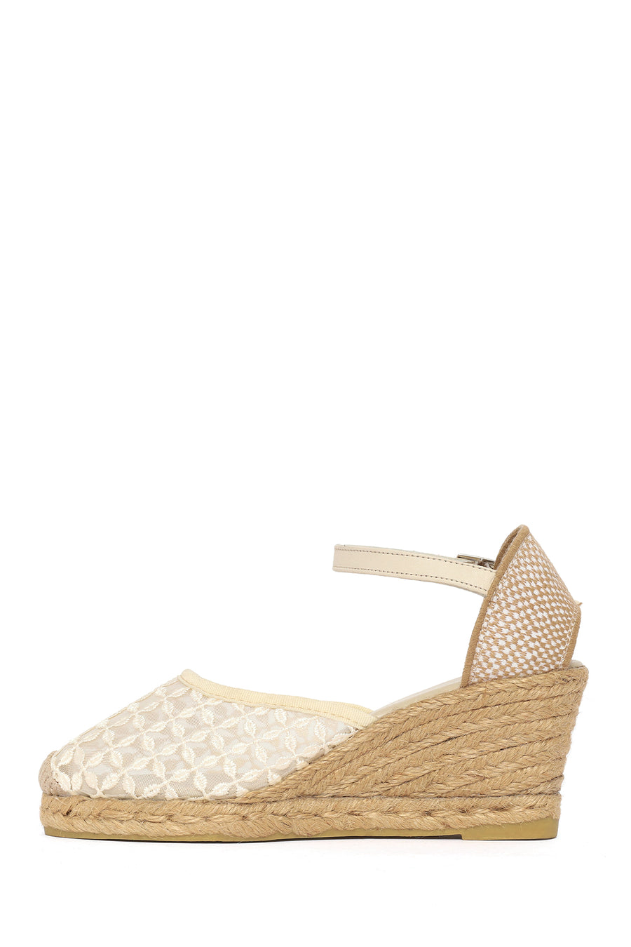 Women's Cream-Colored Ankle Buckle Platform Espadrilles