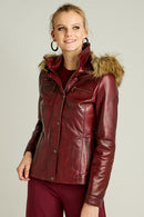 Elena Women's Leather Jacket | Derimod