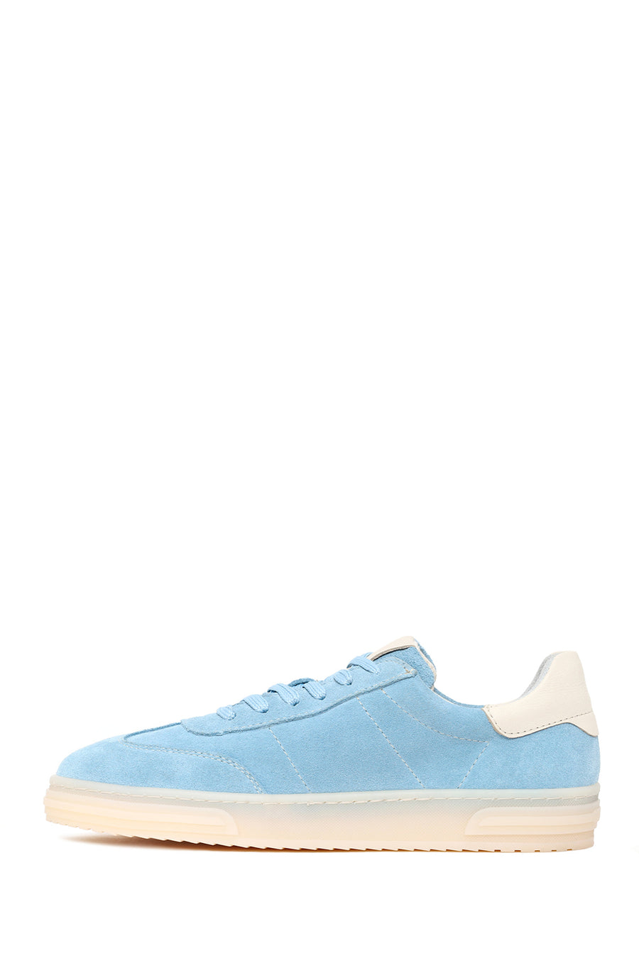 Woman Blue Lace-Up Suede Leather Sneakers