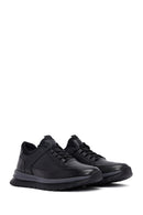Male Black Lace-Up Thick-Soled Leather Sneaker | Derimod