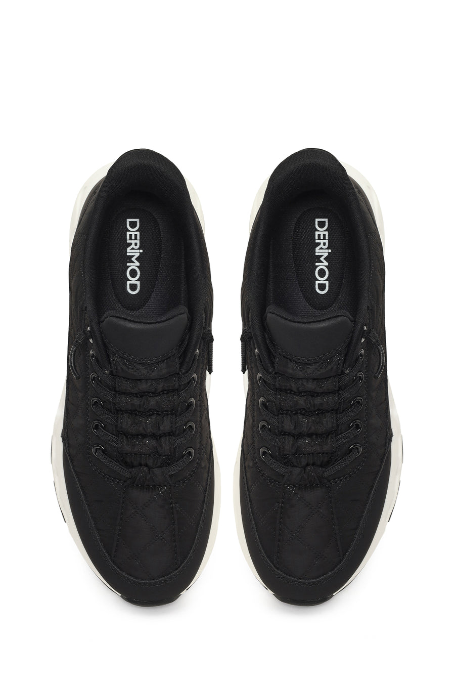 Woman Black Lace-Up Thick-Soled Sneakers