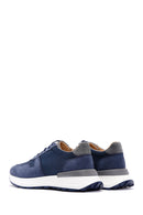 Men's Blue Nubuck Leather Thick Soled Sneaker | Derimod