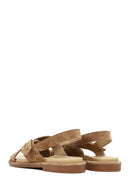 Women's Tan Suede Leather Sandals | Derimod