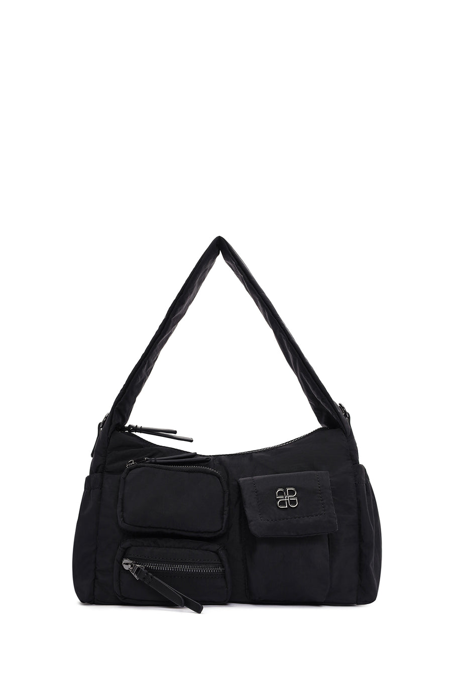 Women Black Long Strap Fabric Shoulder Bag