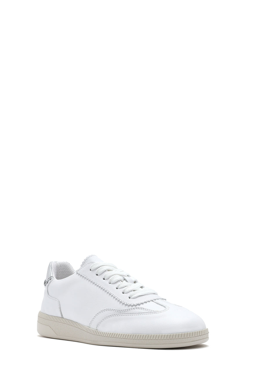 Women's White Lace-Up Leather Sneaker