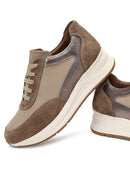 Kadın Vizon Bağcıklı Dolgu Topuklu Deri Sneaker | Derimod