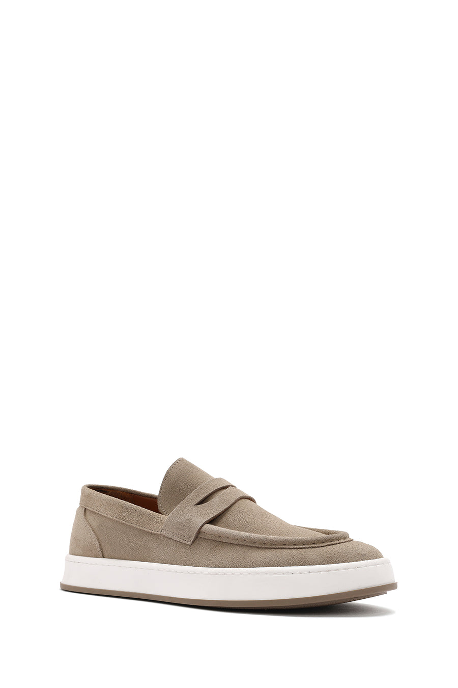 Men's Beige Chunky Suede Leather Loafers