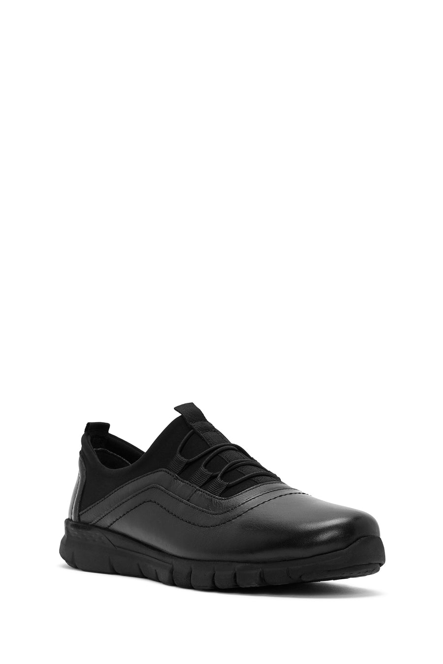 Women's Black Leather Comfort Shoes