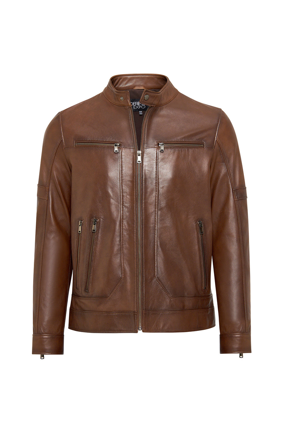 Patrick Men's Brown Judge Collar Leather Jacket 24WGE654147 | Derimod